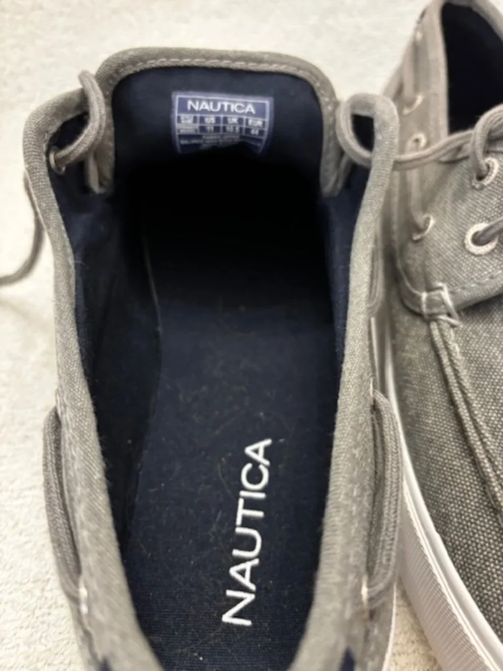 Nautica Spinnaker Washed deck sneakers in medium gray textile NWOT Men's Size 11